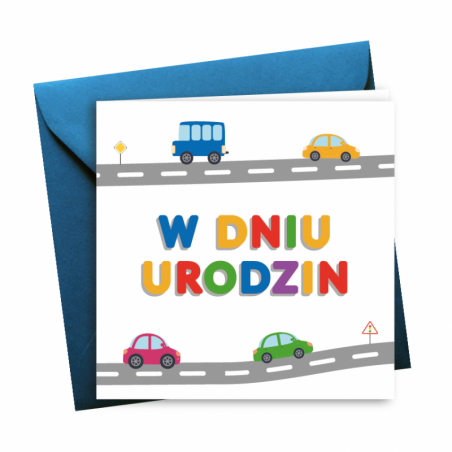 Kartka Okolicznościowa na Urodziny - Drukowana - Auta