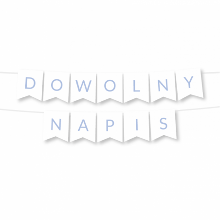 Girlanda - DOWOLNY NAPIS - niebieskie litery jasne - MAX 20 ZNAKÓW