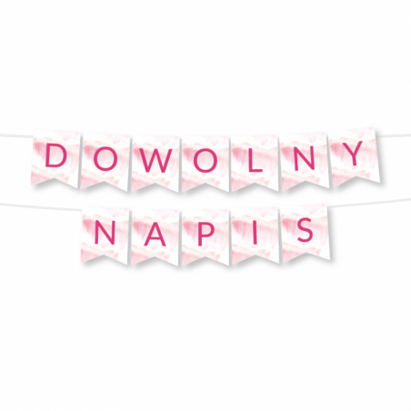 Girlanda - DOWOLNY NAPIS - chmura różowa - MAX 20 ZNAKÓW