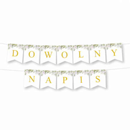 Girlanda - DOWOLNY NAPIS - biała piwonia - MAX 20 ZNAKÓW