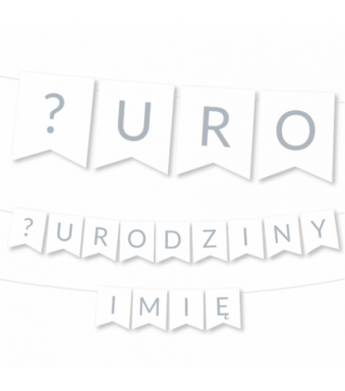 Girlanda NA URODZINY 1,2,3,4,5,6,7,8,9 + IMIĘ - Srebrna
