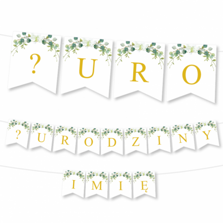 Girlanda NA URODZINY 1,2,3,4,5,6,7,8,9 + IMIĘ - Biała Lilia