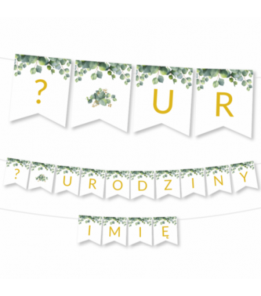 Girlanda NA URODZINY 1,2,3,4,5,6,7,8,9 + IMIĘ - Eukaliptus 3