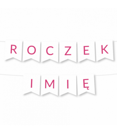 Girlanda ROCZEK + IMIĘ - Litery Różowe