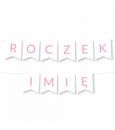 Girlanda ROCZEK + IMIĘ - Litery Jasny Róż
