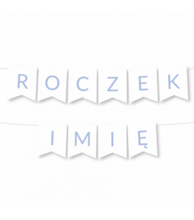 Girlanda ROCZEK + IMIĘ - Litery Jasny Niebieski