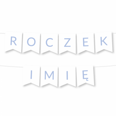 Girlanda ROCZEK + IMIĘ - Litery Jasny Niebieski