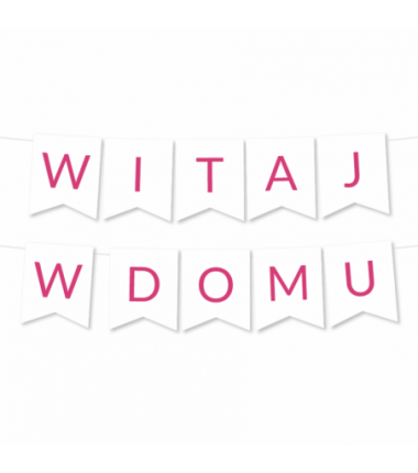 Girlanda Witaj w Domu - Proste Litery Różowe