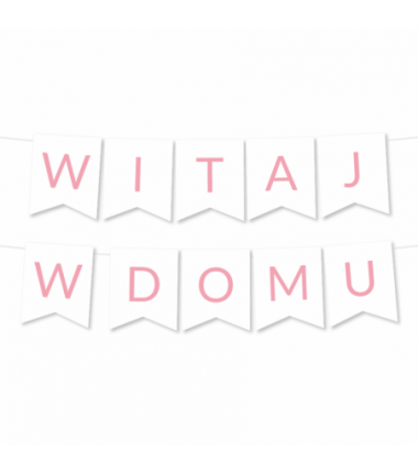 Girlanda Witaj w Domu - Proste Litery Jasny Róż