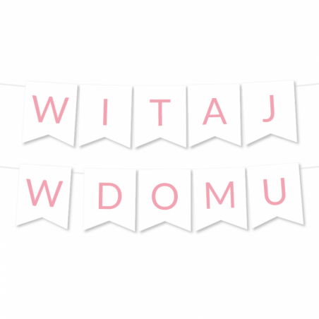 Girlanda Witaj w Domu - Proste Litery Jasny Róż