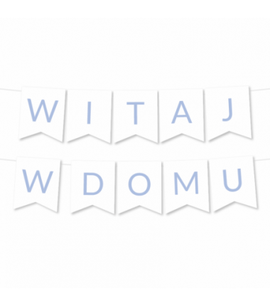 Girlanda Witaj w Domu - Proste Litery Jasny Niebieski