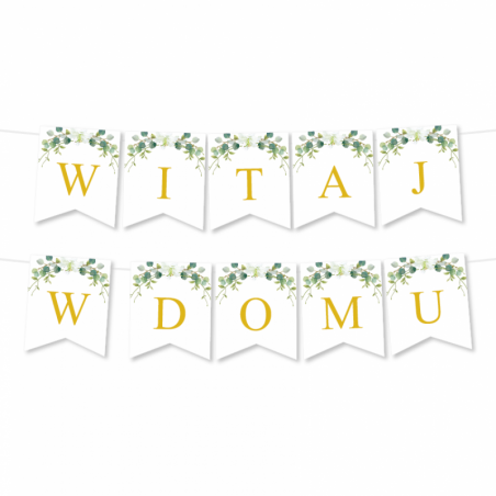 Girlanda Witaj w Domu - Proste Litery Biała Lilia
