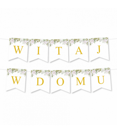 Girlanda Witaj w Domu - Proste Litery Biała Piwonia