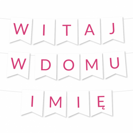 Girlanda Witaj w Domu Imię - Proste Litery Różowe