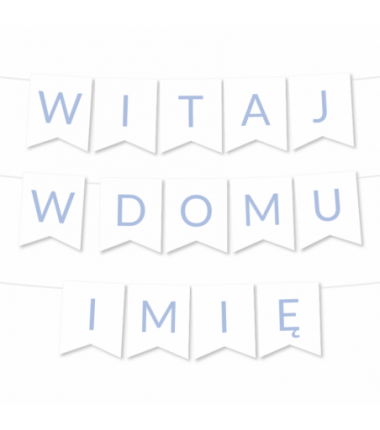 Girlanda Witaj w Domu Imię - Proste Litery Jasny Niebieski