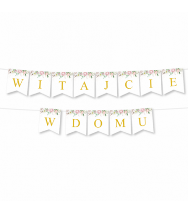 Girlanda Witajcie w Domu - Liście i Róże