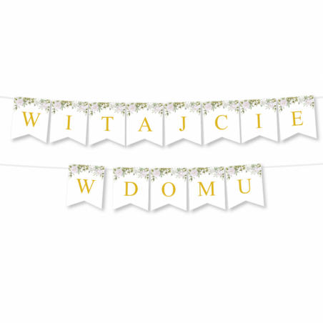 Girlanda Witajcie w Domu - Biała Piwonia