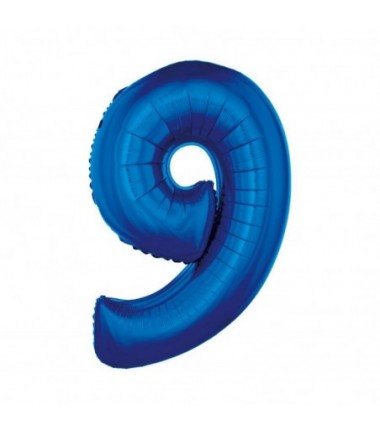 Balon foliowy Cyfra 9 - 92 cm - Niebieski granatowy