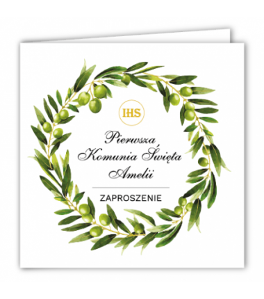 Zaproszenie na KOMUNIĘ ŚWIĘTĄ - Oliwki PERSONALIZOWANE - 10 sztuk