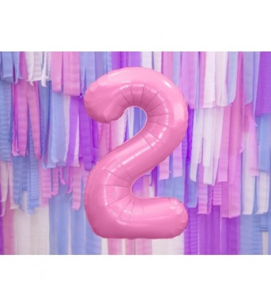Balon foliowy Cyfra 2 - 86 cm - Różowy