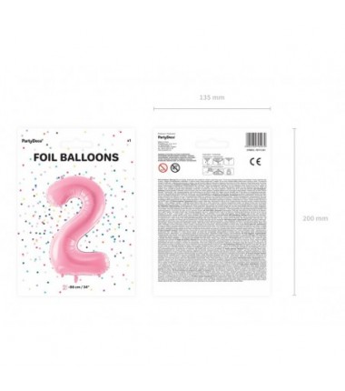 Balon foliowy Cyfra 2 - 86 cm - Różowy