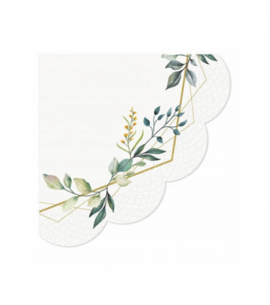 Serwetki okrągłe Leaves Frame - listki - 12 sztuk