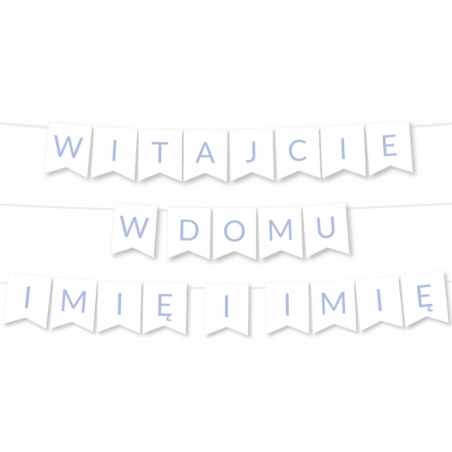 Girlanda Witajcie w Domu IMIĘ i IMIĘ - Jasny Niebieski