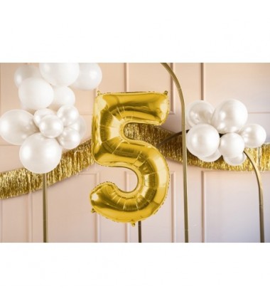 Balon foliowy Cyfra 5 - 72 cm - Jasny złoty