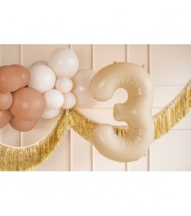 Balon foliowy Cyfra 3 - 72 cm - Beżowy