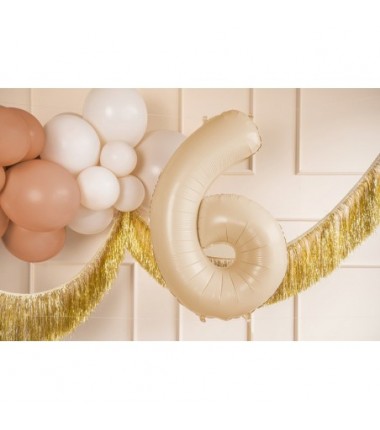 Balon foliowy Cyfra 6 - 72 cm - Beżowy
