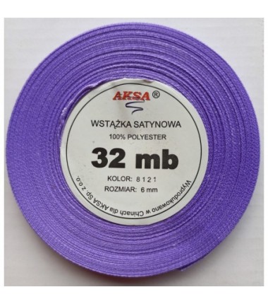 Wstążka satynowa - tasiemka satynowa 6 mm/32 mb - 8121 fiołek, fiolet AKSA