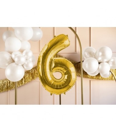 Balon foliowy Cyfra 6 - 72 cm - Jasny złoty