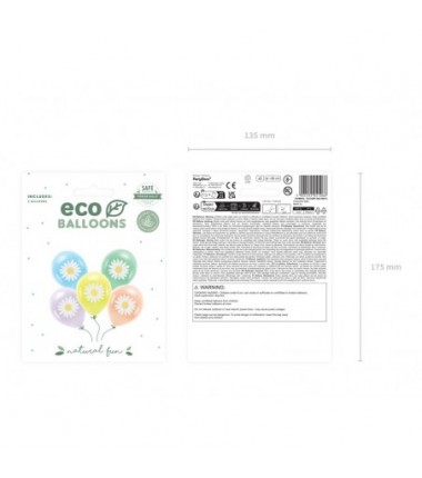 Balony 30 cm Eco Stokrotki mix - zestaw 5 sztuk