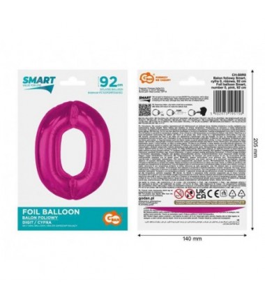 Balon foliowy Cyfra 0 - 92 cm - Różowy