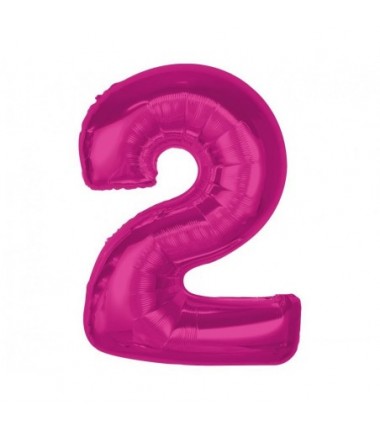 Balon foliowy Cyfra 2 - 92 cm - Różowy