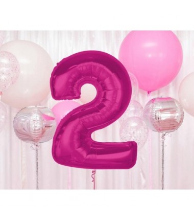 Balon foliowy Cyfra 2 - 92 cm - Różowy