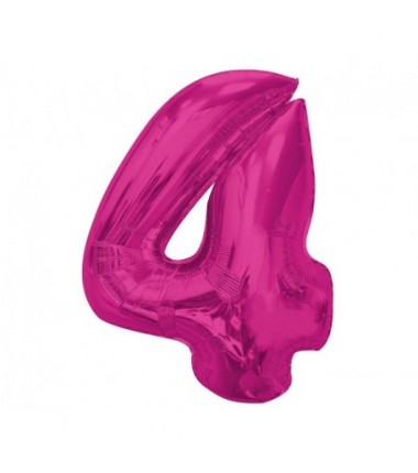 Balon foliowy Cyfra 4 - 92 cm - Różowy