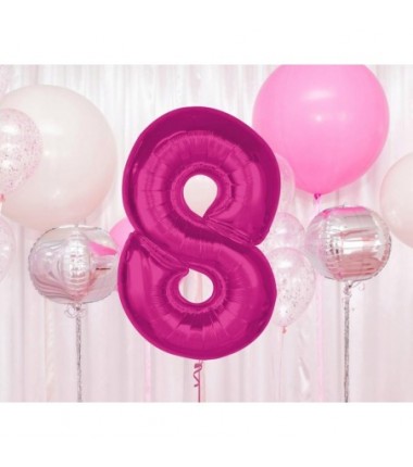 Balon foliowy Cyfra 8 - 92 cm - Różowy