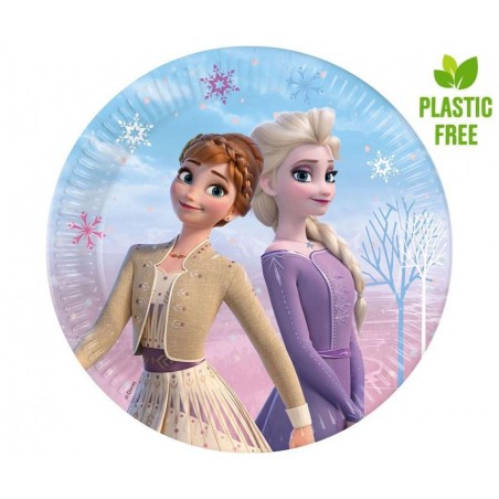 Talerzyki papierowe Frozen 2: Wind Spirit - 23 cm - 8 sztuk (plastic-free)