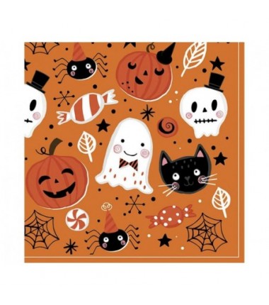 Serwetki papierowe Orange Halloween Booo - 20 sztuk