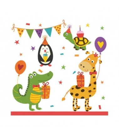 Serwetki papierowe Cute Party Animals - Słodkie zwierzęta imprezowe - 20 sztuk