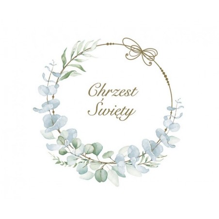 Serwetki papierowe Christening Eucalyptus Wreath - Wianek eukaliptusa, Chrzest - 20 sztuk