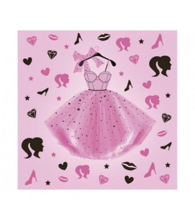 Serwetki papierowe Girls Pink Party Dress - Różowa sukienka imprezowa - 20 sztuk