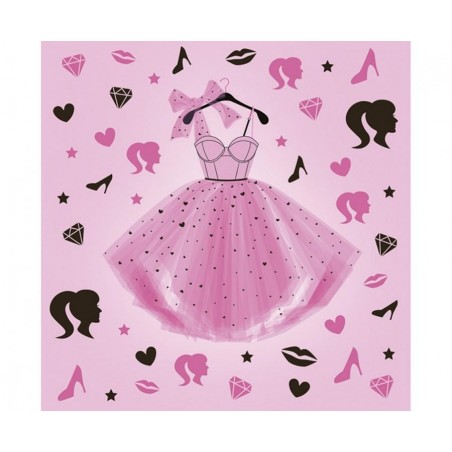 Serwetki papierowe Girls Pink Party Dress - Różowa sukienka imprezowa - 20 sztuk