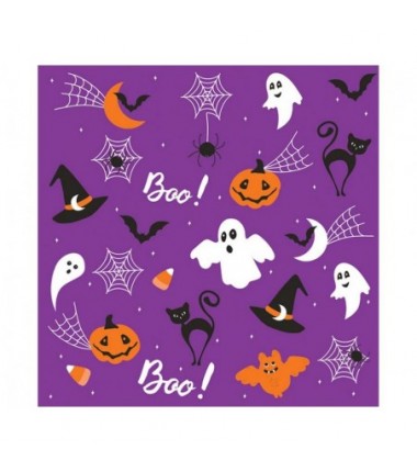 Serwetki papierowe Halloween Graphics on Purple - Grafika Halloween na fioletowo - 20 sztuk