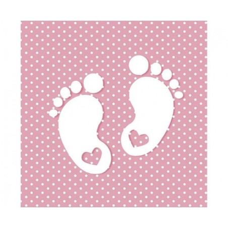 Serwetki papierowe Little Feet Pink - Małe stopy różowe -  20 sztuk