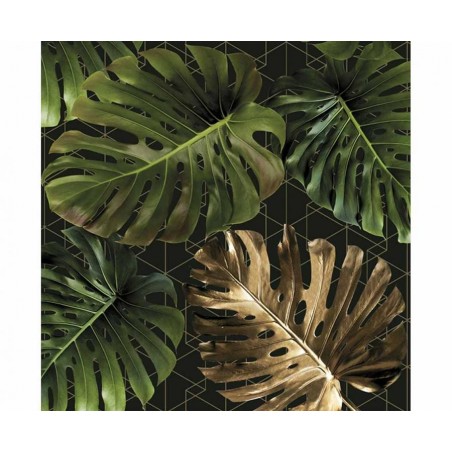Serwetki papierowe Monstera on a Golden Graphic Net - Monstera na złotej siatce graficznej - 20 sztuk