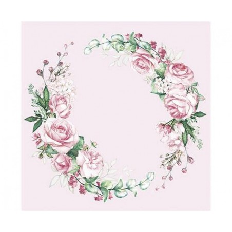 Serwetki papierowe Wedding Watercolour Wreath - Wianek róż, ślubny - 20 sztuk