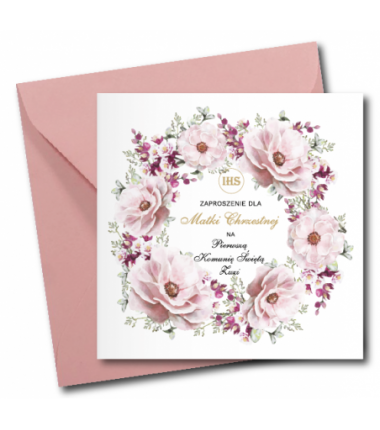 Zaproszenie na KOMUNIĘ ŚWIĘTĄ dla MATKI CHRZESTNEJ + IMIĘ dziecka - SARENKA 2 PERSONALIZOWANE