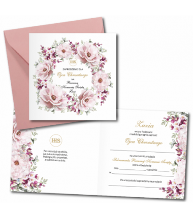 Zaproszenie na KOMUNIĘ ŚWIĘTĄ dla OJCA CHRZESTNEGO + IMIĘ dziecka - SARENKA 2 PERSONALIZOWANE